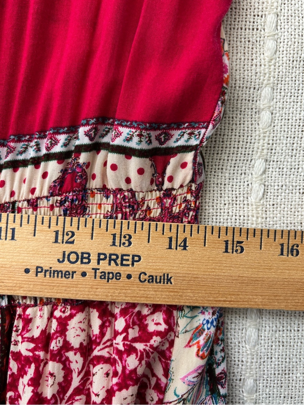 Lapis Patchwork Boho Tiered Ruffle Midi Dress Pink Floral Size Large - Picture 16 of 16